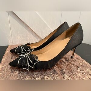 Elegant Black Heels with Rhinestone Bows